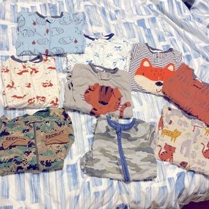 3-6 month baby boy fall/winter lot. Footed pajamas.